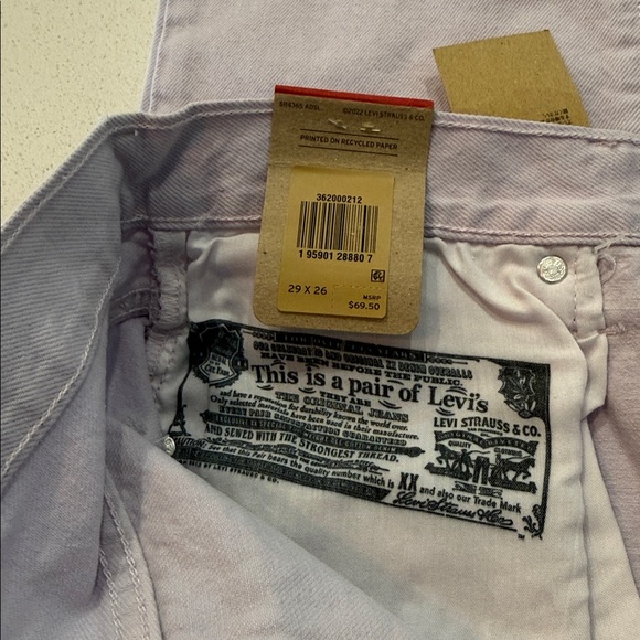 NWT Levi's Women’s Light Purple 501 Original Straight Leg Jeans  29x26 - Picture 11 of 12